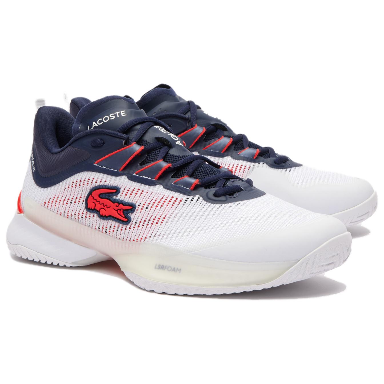 Мужские теннисные туфли Low Top бело-сине-красные LACOSTE — фото 2