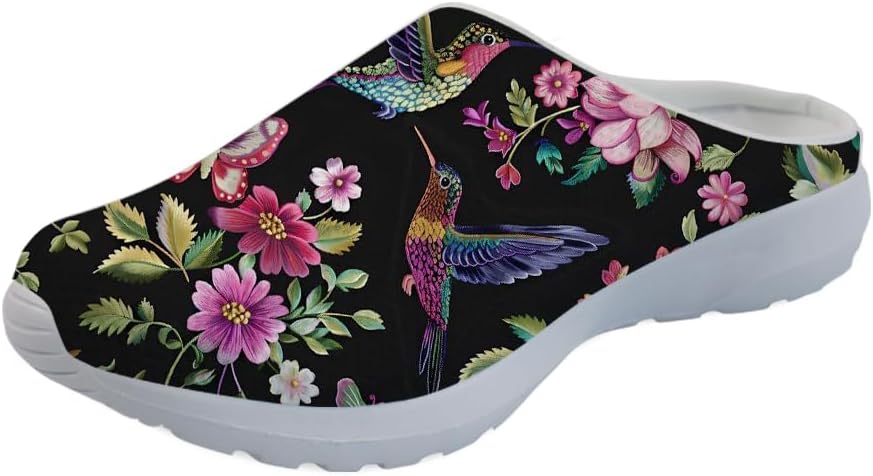 

Forchrinse Южно-западные сандалии с арочной поддержкой для мужчин и женщин Navajo Aztec, тапочки-мюли для сада, прогулочные кроссовки для носки в помещении и на улице, Hummingbird Rose