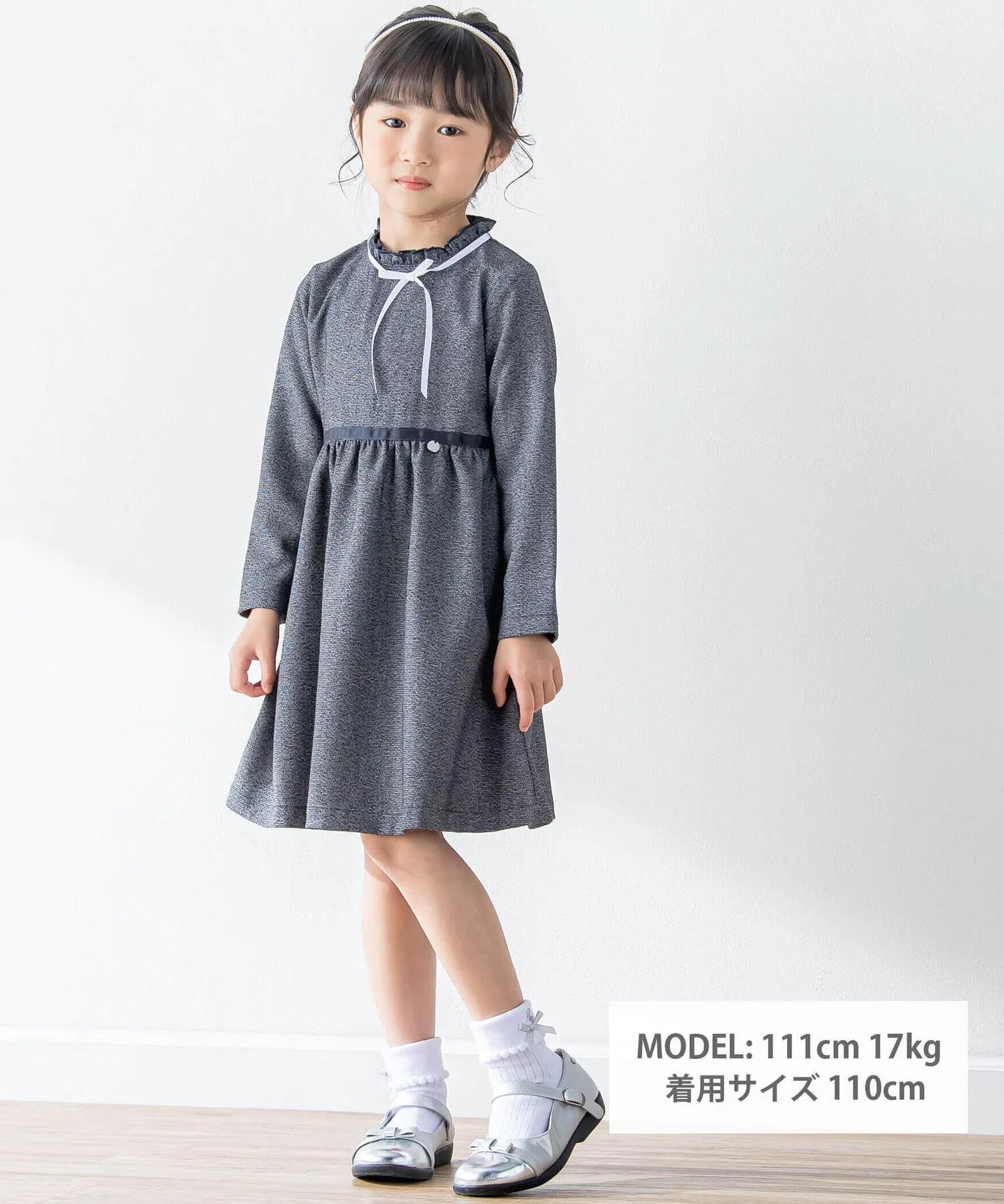 Платье в клетку с лентой (110-130 см) в тон BeBe Petits Pois Vert, Navy (checked pattern) — фото 2