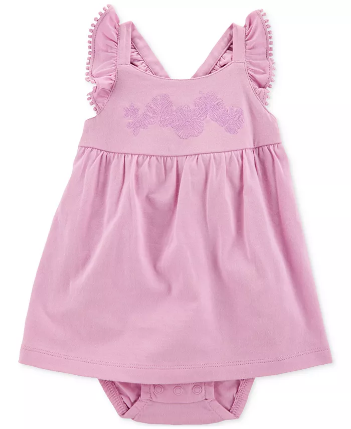 

Платье-комбинезон для девочек с помпонами из хлопка Carter's, фиолетовый