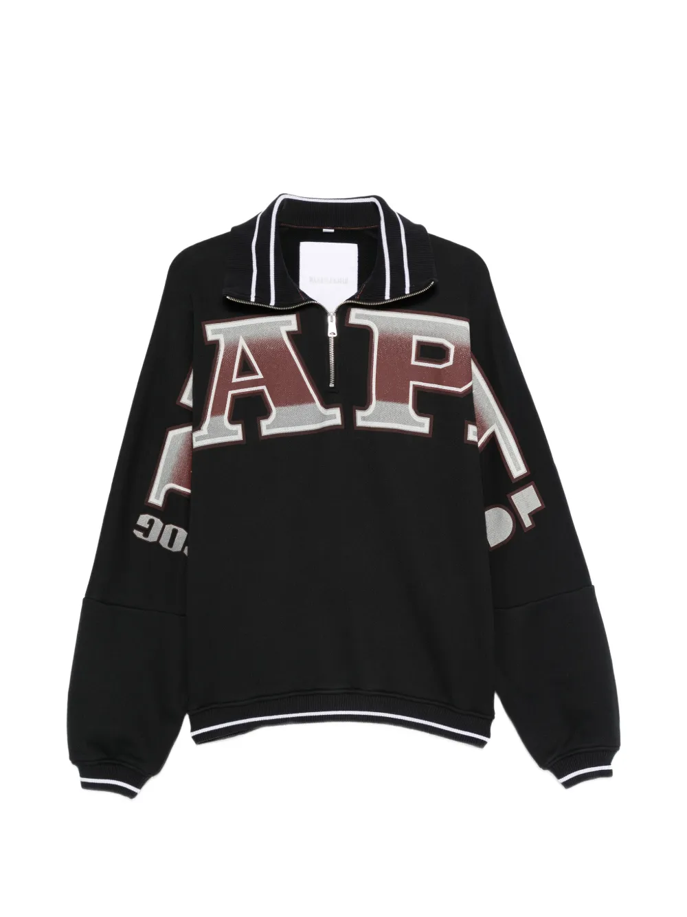 

Свитшот с половиной молнии и полосатым воротником Napapijri, черный