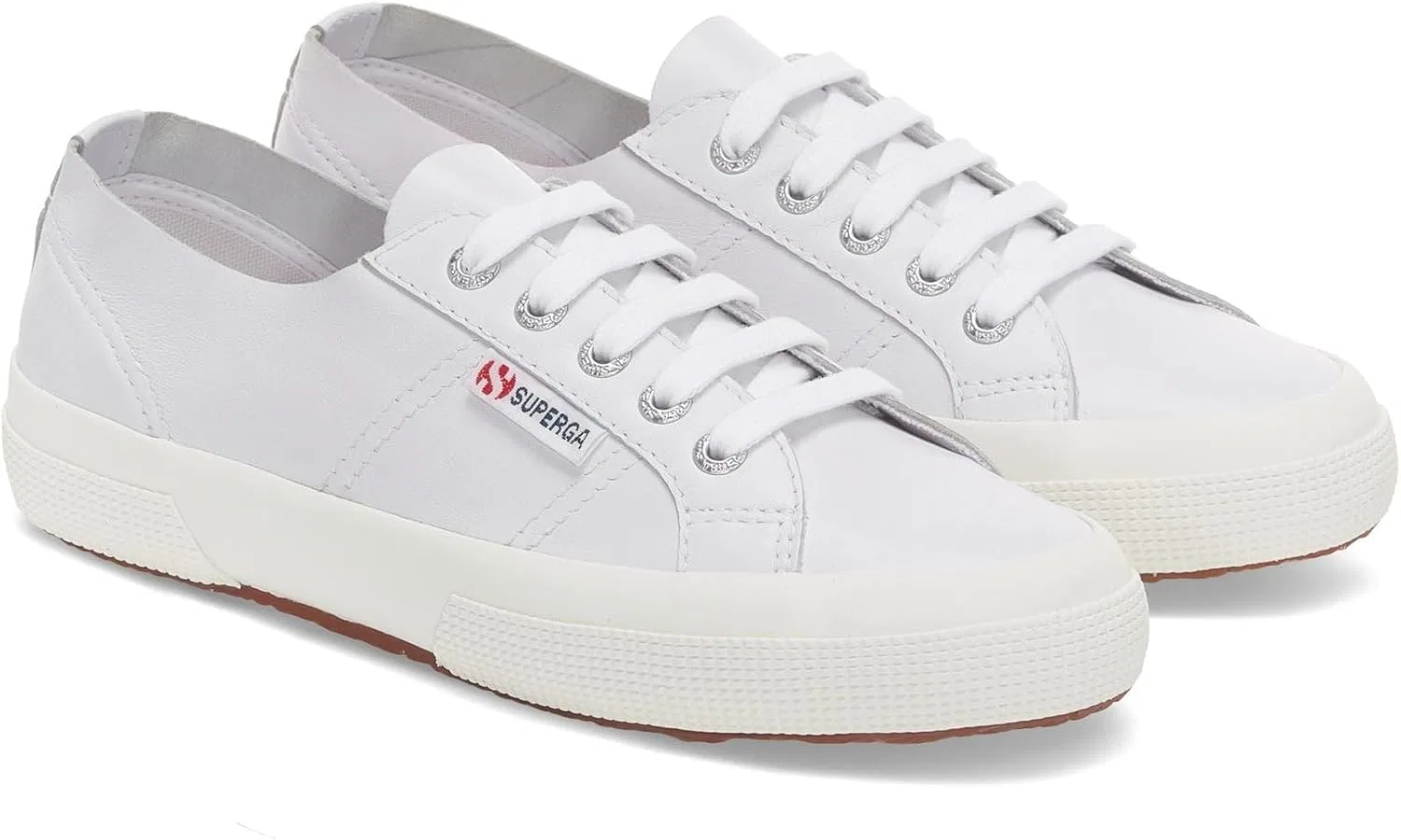 Superga - Женские кроссовки без подкладки из кожи наппа 2750, Optical White Silver Favorio — фото 2
