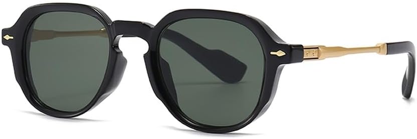 

солнцезащитные очки в маленькой оправе в стиле ретро для женщин, зеленые и коричневые, круглые, для мужчин, с защитой от УФ-излучения UV400, унисекс, полуметаллические WNCKSQ, Black With Green