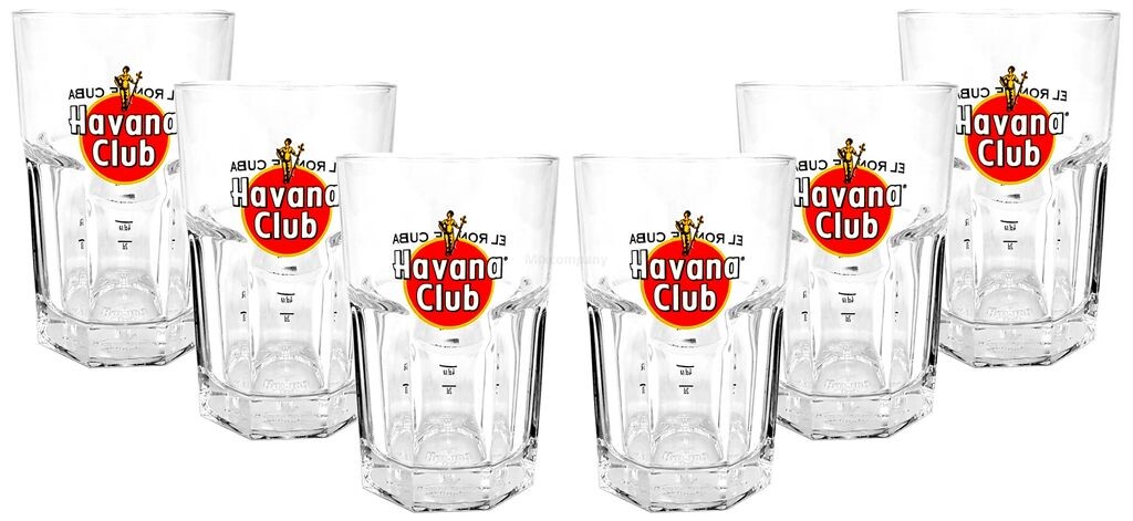 

Набор стаканов для лонг-дринка Havana Club Rum - 6 стаканов 2/4 мл калиброванных разных узоров Mixcompany