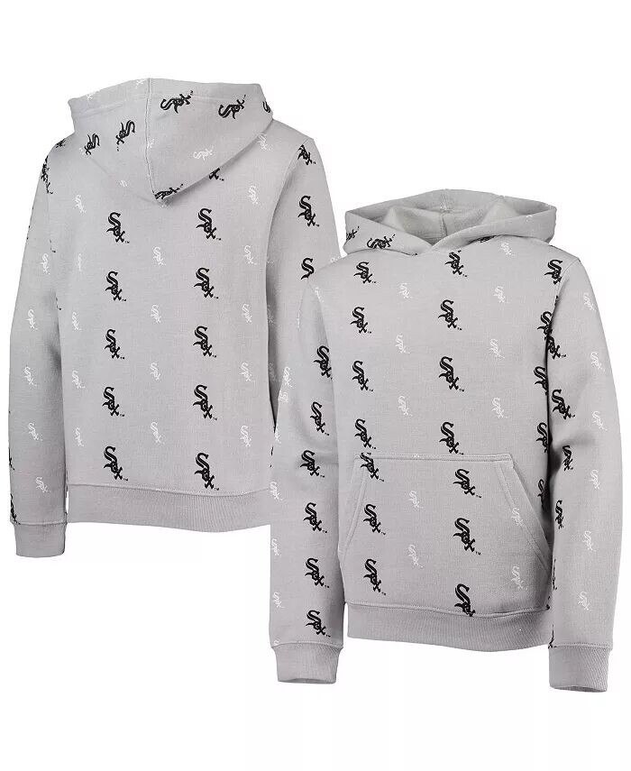 

Серый пуловер с принтом Big Boys Chicago White Sox, толстовка с капюшоном Stitches
