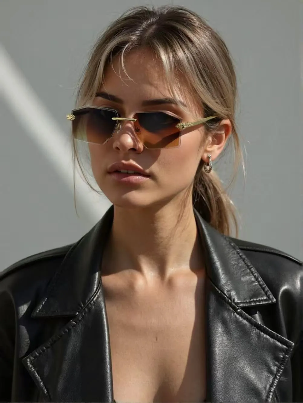 

Солнцезащитные очки Dollger без оправы, прямоугольной формы, модные, для женщин и мужчин, с металлическими линзами, прозрачные, в стиле Y2k, Gradient Brown