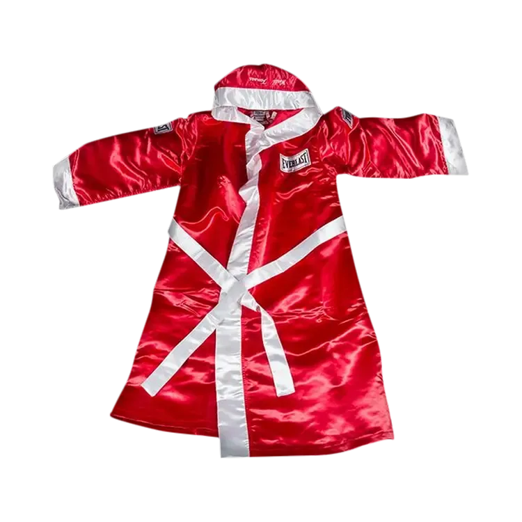 Боксерский халат Supreme x Everlast из атласа с капюшоном, красный