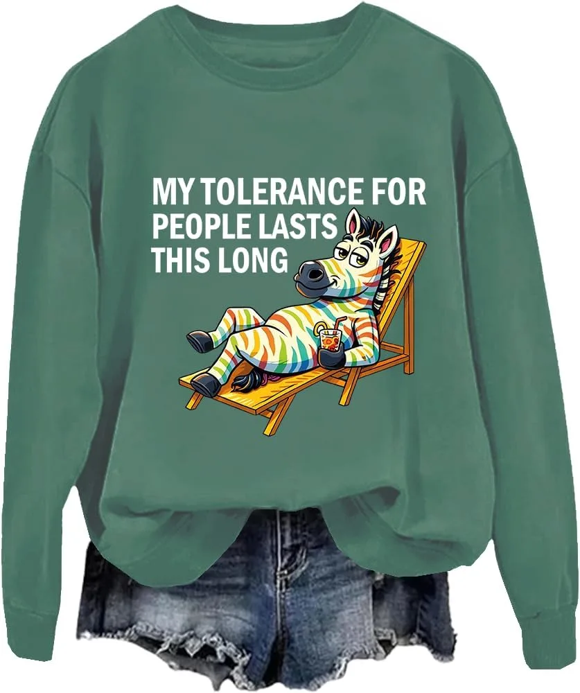 

Толстовка с принтом "My Tolerance For People Lasts This Long" и лошадкой FITKEYS