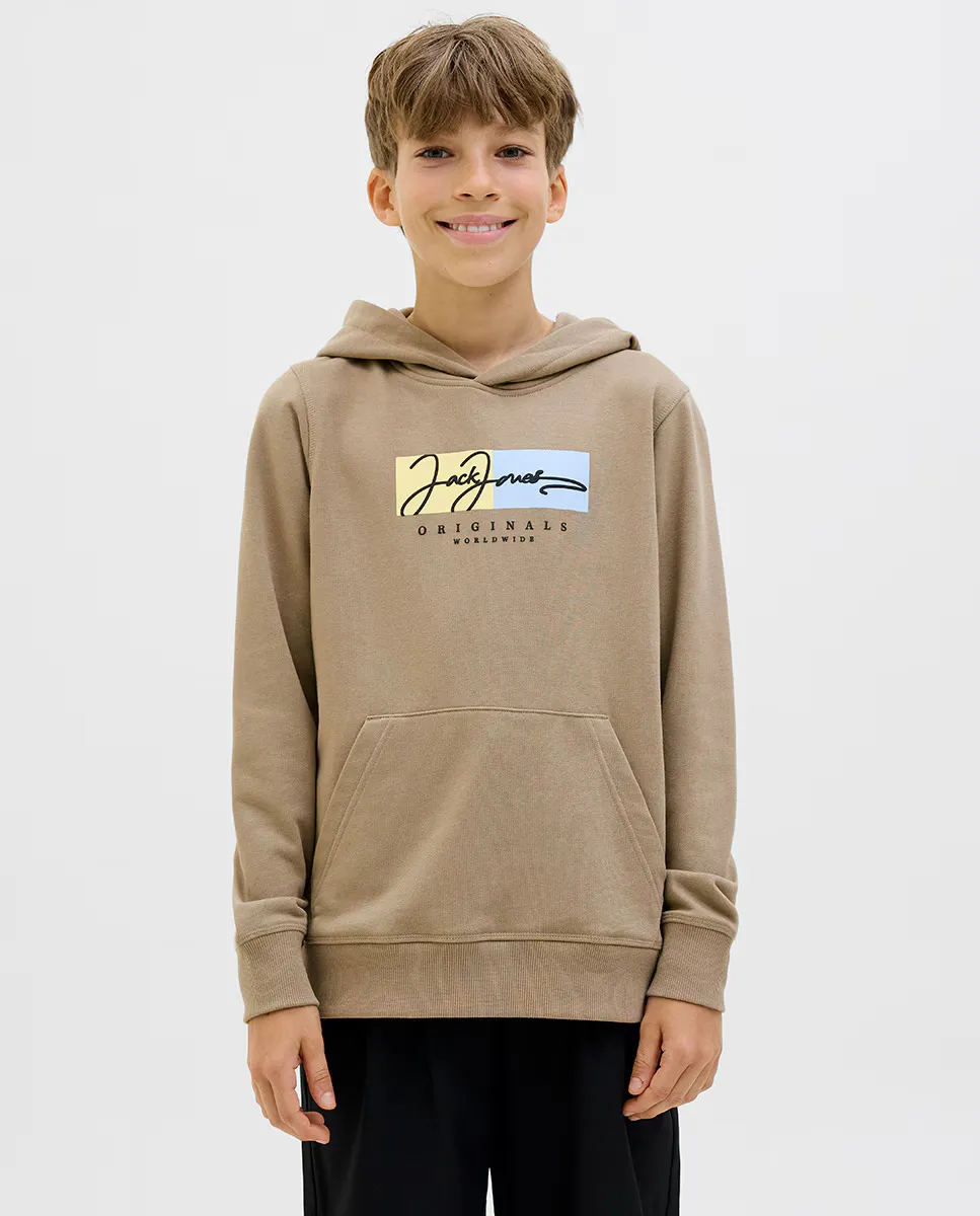 

Толстовка с капюшоном для мальчиков с логотипом спереди Jack & Jones, цвет Kaki