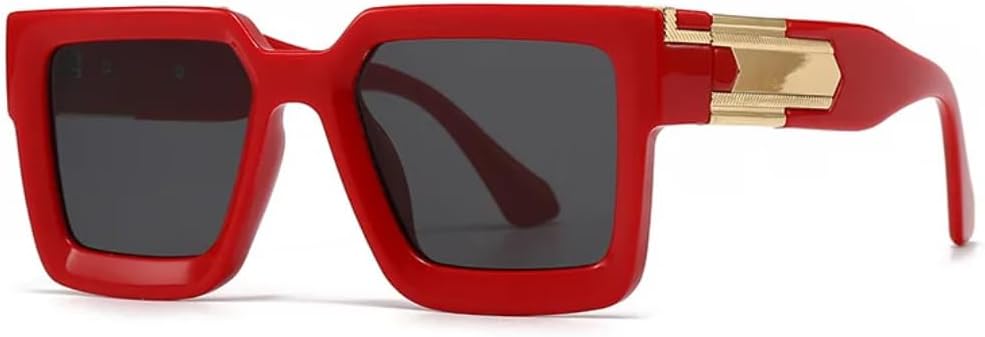 

Классические солнцезащитные очки с большой вогнутой оправой для женщин и мужчин, роскошные дизайнерские винтажные панк-очки, популярные очки для вождения SZVVBKK, Red Black