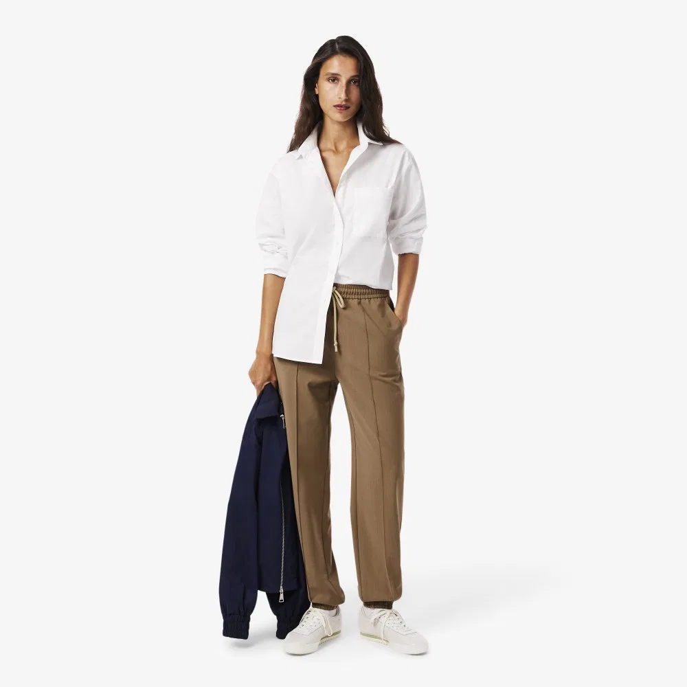 Женские шерстяные брюки-трек Lacoste, элегантные, бежевый