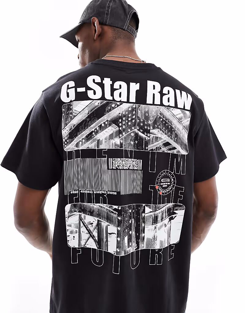 

Футболка G-Star oversize черного цвета с принтом штрих-кода на груди и спине