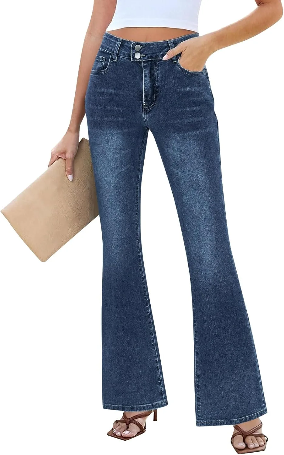 

Джинсы Gumipy Bootcut для женщин, завышенная талия, растягивающиеся