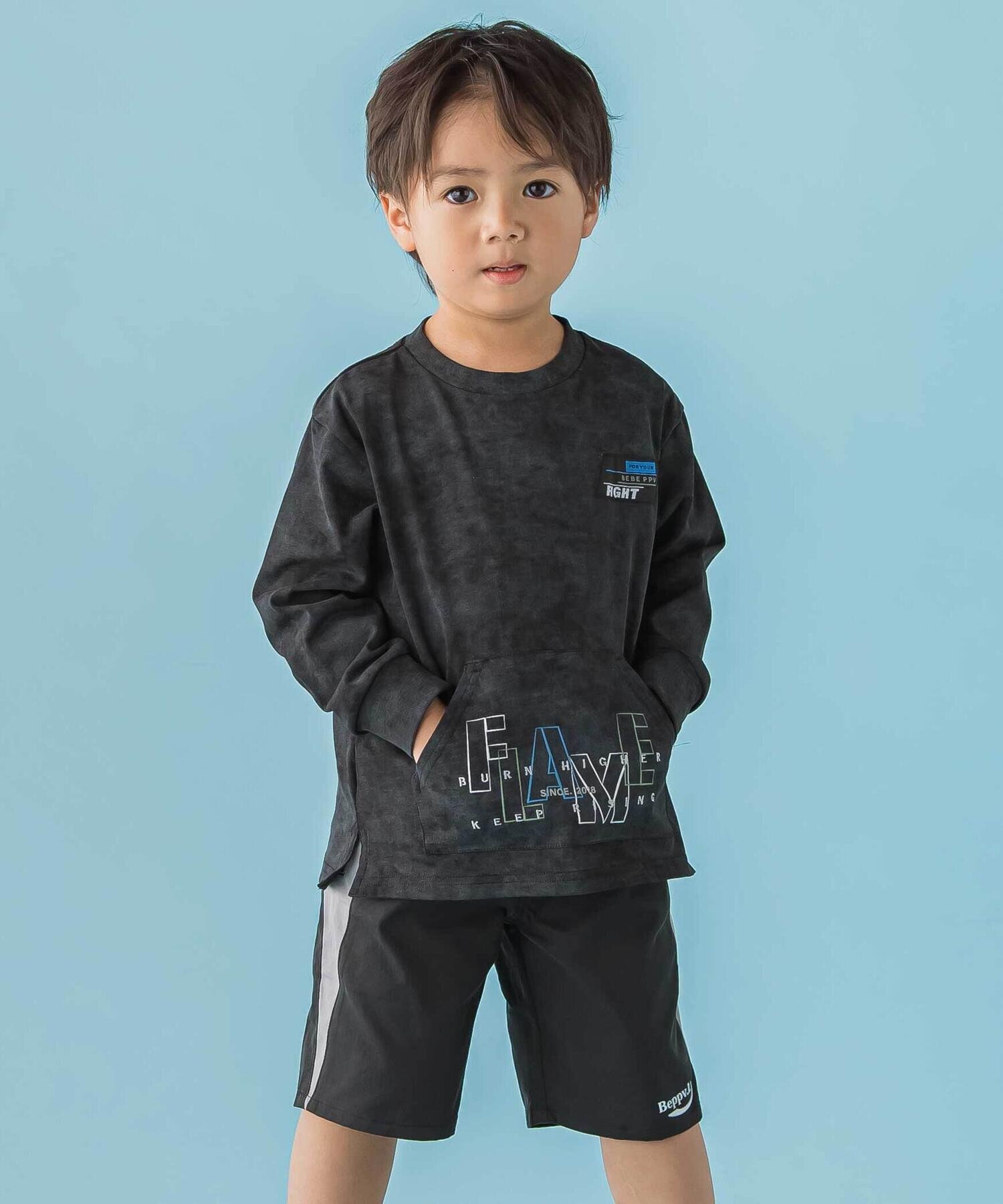Длинная футболка с карманом-кенгуру (95–150 см) BeBe Petits Pois Vert, Black — фото 3