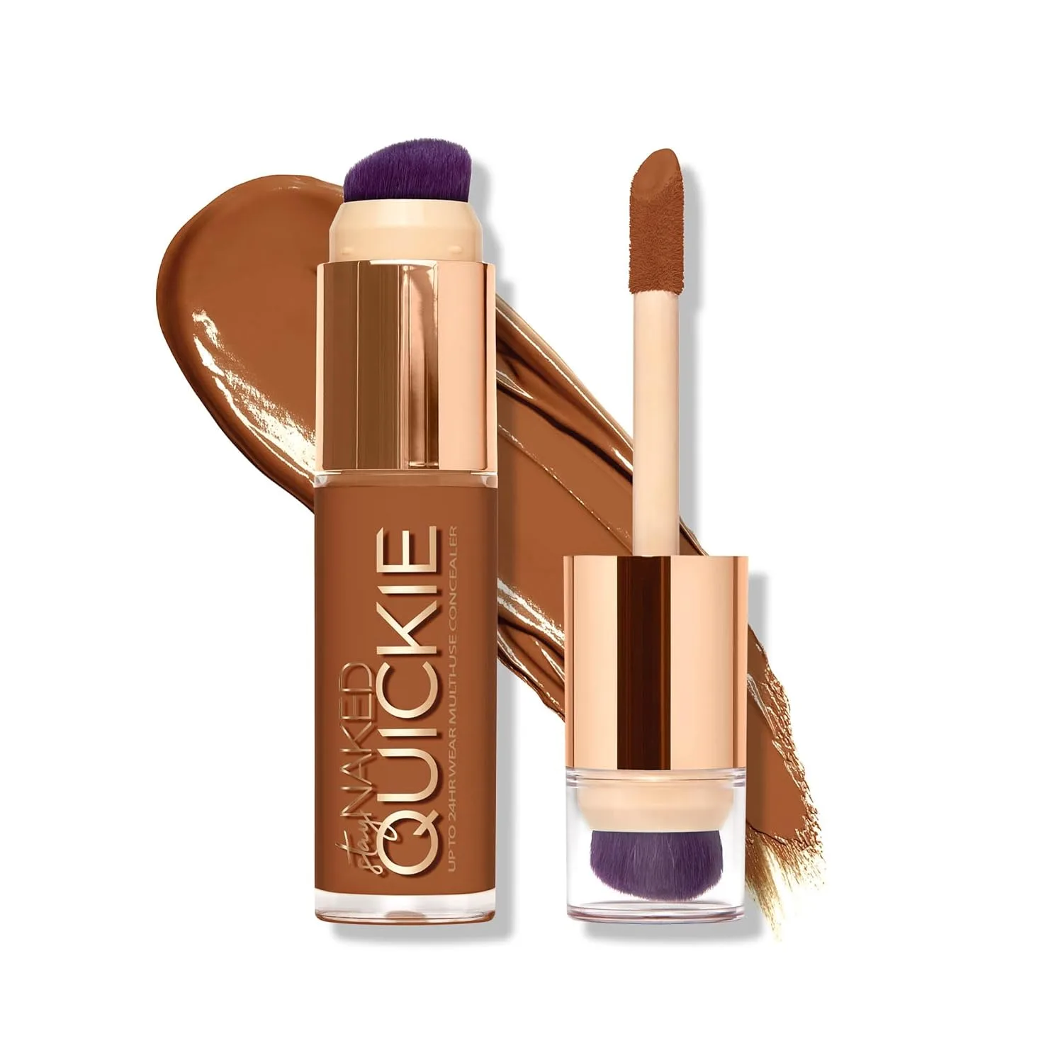 Urban Decay Quickie 24HR Full Coverage Waterproof Concealer, матовое покрытие Natural Matte, увлажняющий витамин E, двойная кисть Buffing Brush и аппликатор Multi-use, некомедогенный, веганский, без жестокости - 15 мл, 70WR (deep warm red)