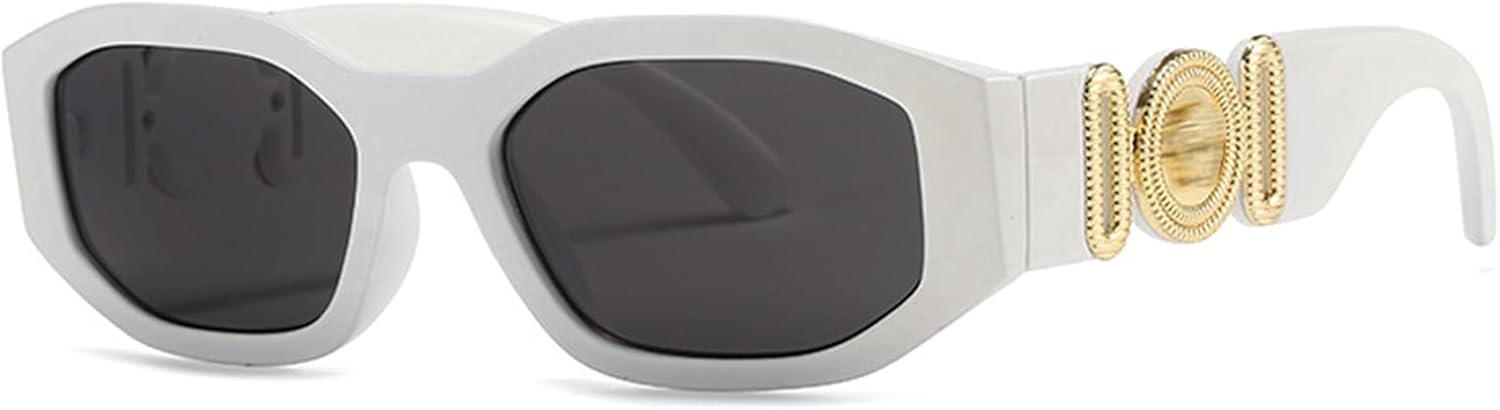 

Солнцезащитные очки в стиле ретро прямоугольной формы для женщин и мужчин, модные солнцезащитные очки с толстой квадратной оправой, винтажные черные очки в стиле 90-х YouthMall, A3 White/Grey