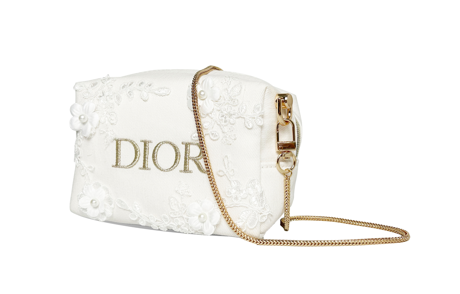 DIOR Белая церковь, элегантная, ручное плетение, для ежедневных поездок, классический принт, деним, кружево, white gold 18*9*11см — фото 2
