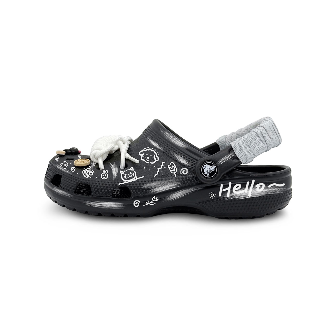 Классические сабо Happy Graffiti, черные, унисекс, черные Crocs, Black