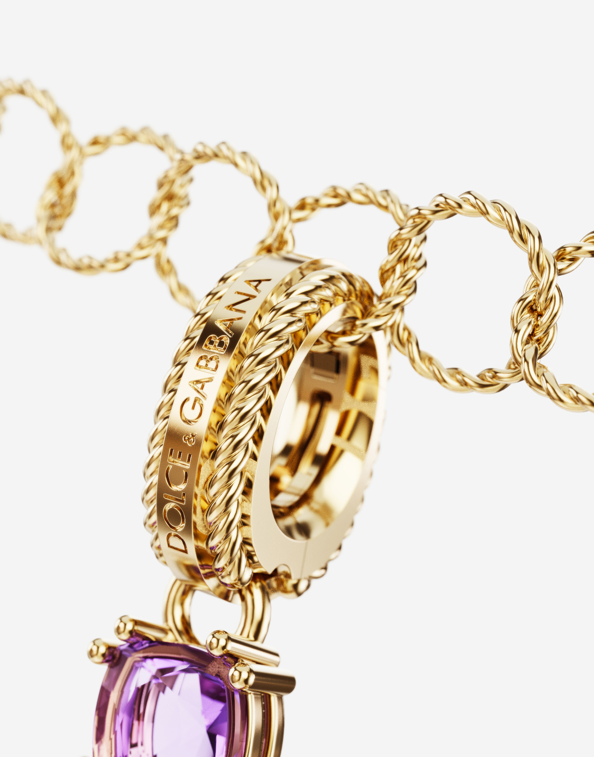 DOLCE & GABBANA Буквенный шарм B из желтого золота 18 карат с разноцветными драгоценными камнями — фото 3