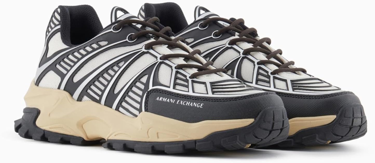 Мужские кроссовки Armani Exchange Aspen с контрастными элементами, белый/черный/светло-белый — фото 2