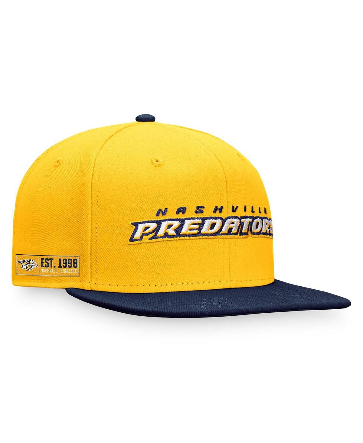 

Мужская фирменная золотисто-темно-синяя кепка Nashville Predators Iconic Snapback с цветными блоками Fanatics