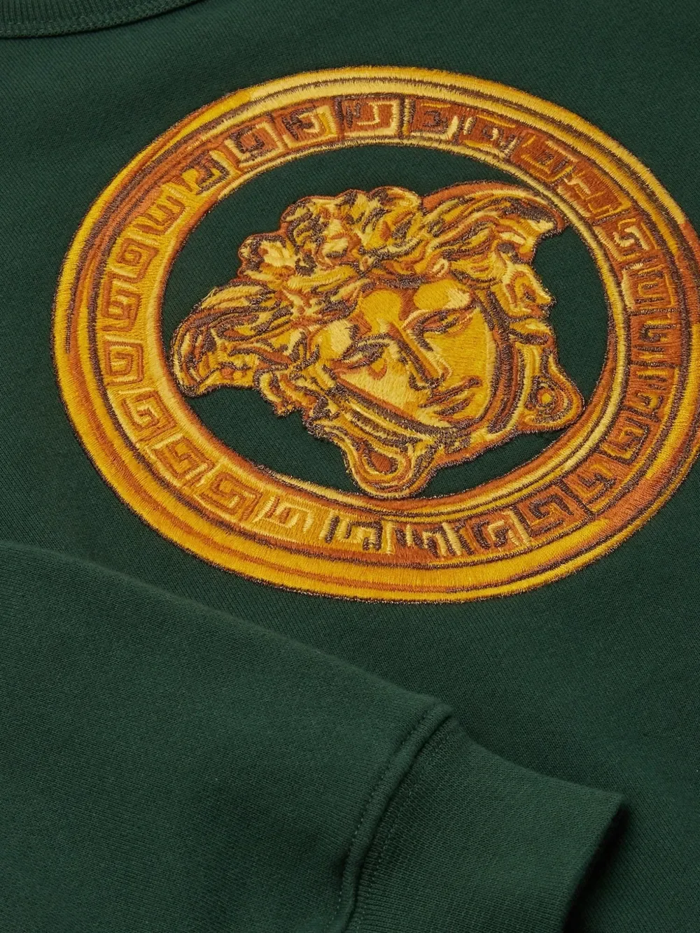 Свитшот с вышивкой Медузы Versace Kids, зеленый — фото 3