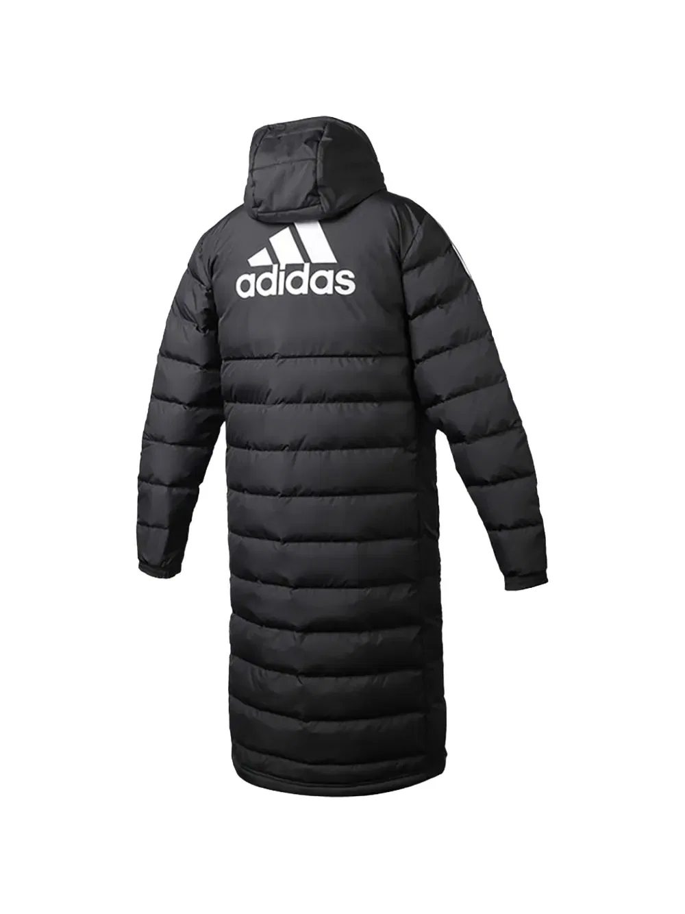 Стеганое пальто с логотипом Adidas, черный — фото 2