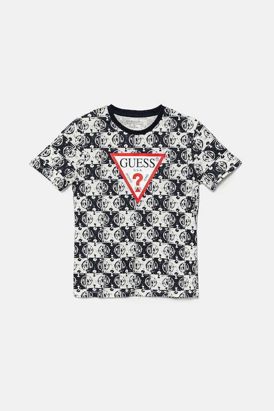 

Детская хлопковая футболка Guess, темно-синий