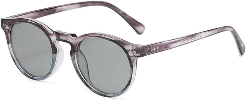 

Винтажные круглые мужские солнцезащитные очки с заклепками, модные женские солнцезащитные очки в стиле панк, чайного зеленого цвета, солнцезащитные очки с защитой от УФ-излучения UV400 UUPTTPL, Grey Stripe Grey