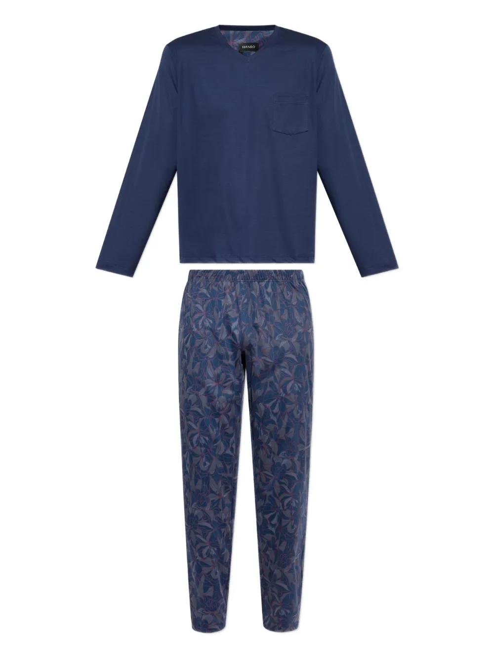

Пижама с V-образным вырезом и карманом Hanro, синий