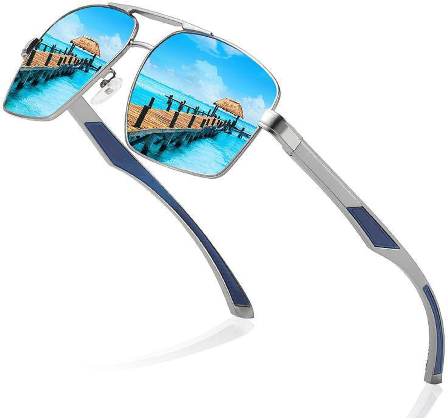 

Модные квадратные солнцезащитные очки для чтения для женщин, спортивные поляризованные солнцезащитные очки для мужчин, защита от УФ-излучения UV400 A709 Melrose, Grey&blue