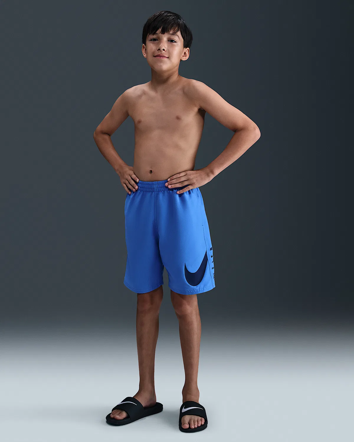 Детские (мальчиковые) плавки Nike Swim Breaker 7" с боксерской подкладкой, Blue Crystal/Blue Crystal/Blue Crystal/Midnight Navy