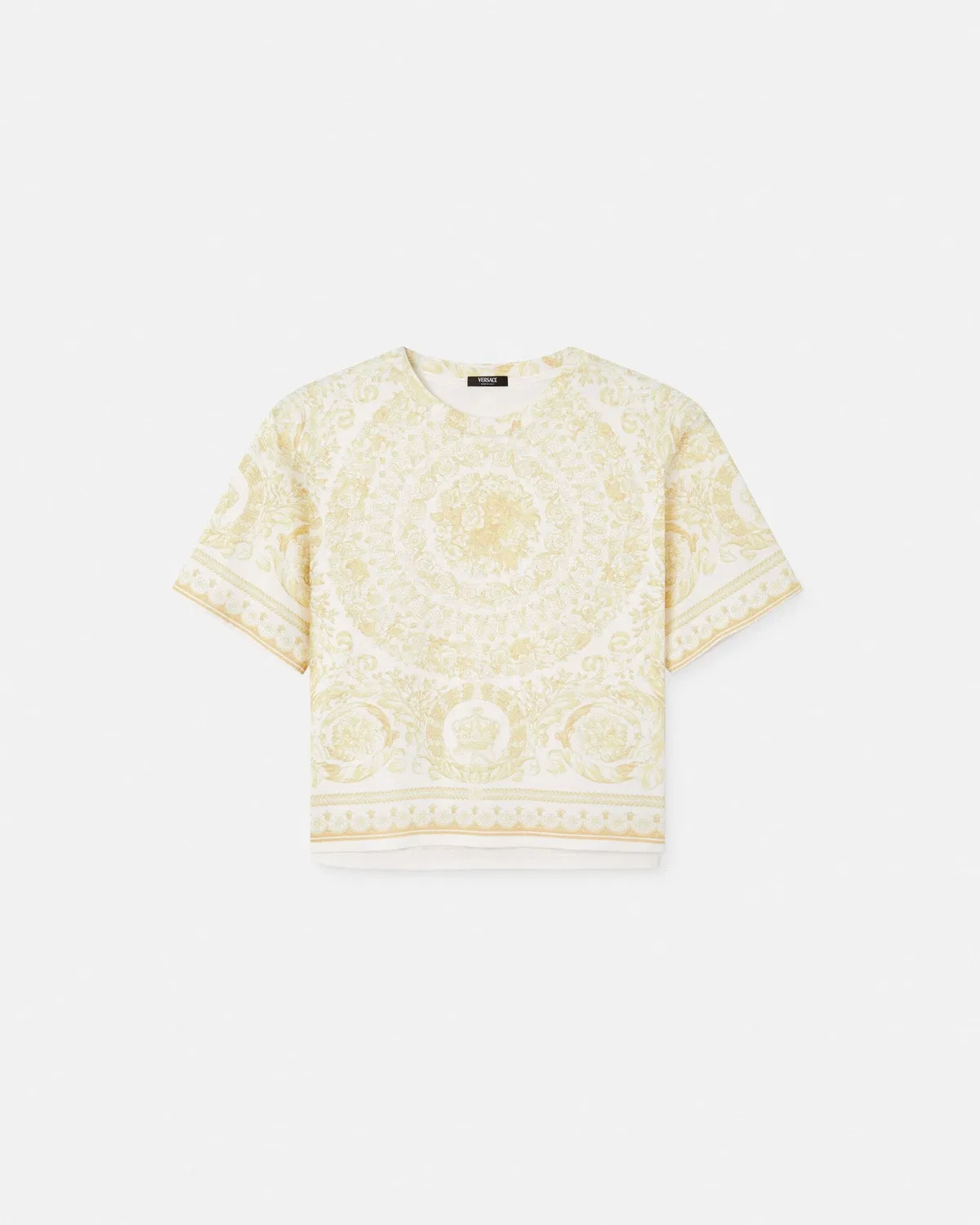 Футболка из хлопкового джерси с принтом VERSACE, бежевый