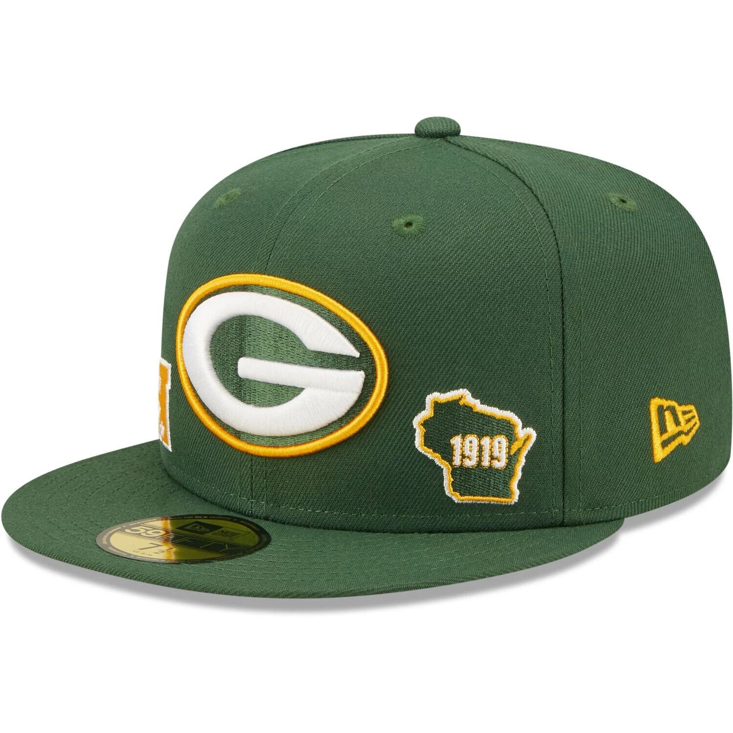 

Мужская приталенная шляпа New Era Green Green Bay Packers Identity 59FIFTY