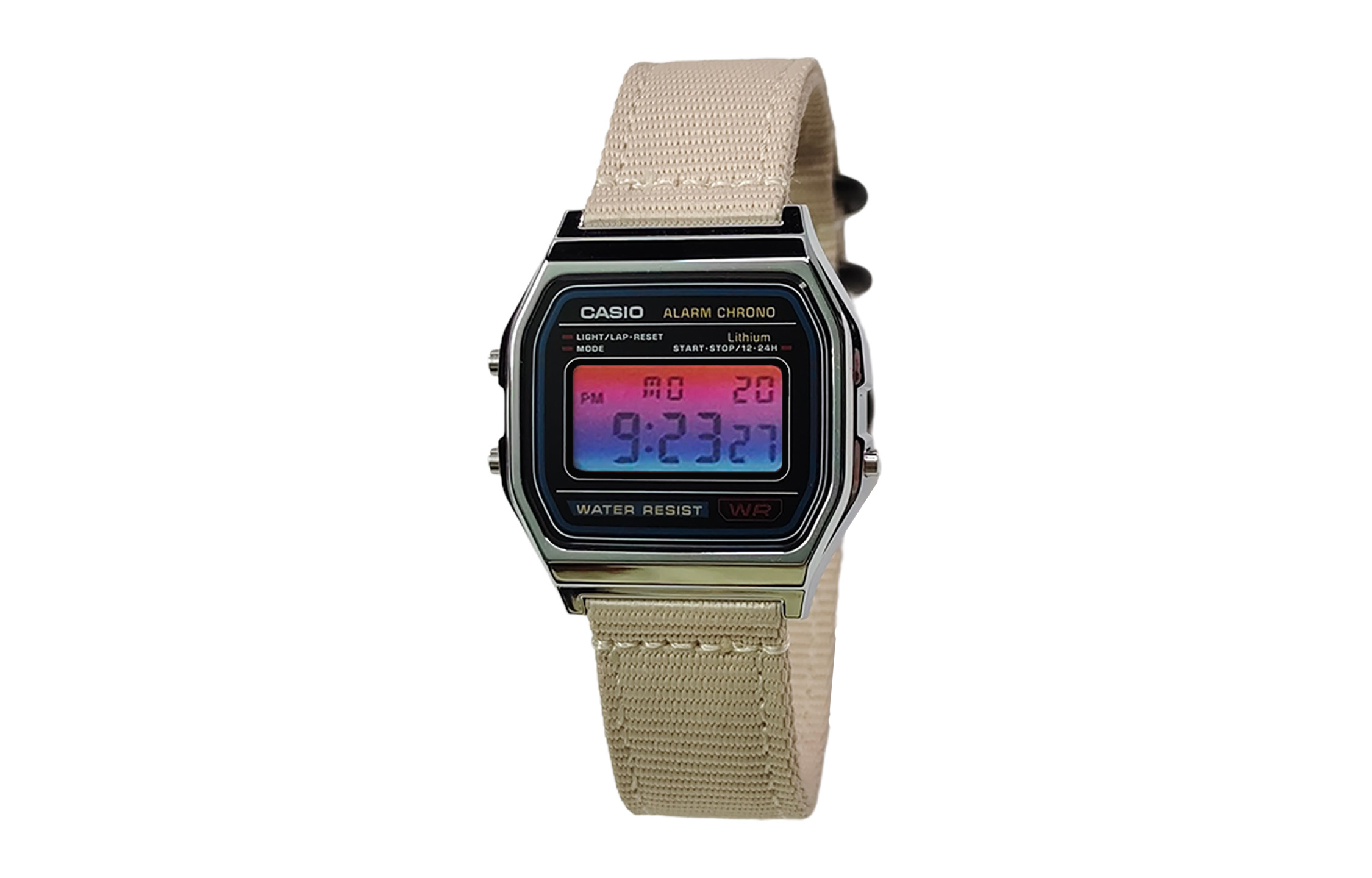

CASIO Мужские часы Retrofit Series с кварцевым механизмом и нейлоновым ремешком, черный циферблат