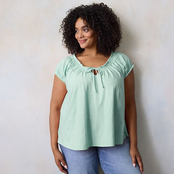 

Футболка с короткими рукавами и завязкой спереди Plus size Lc Lauren Conrad, Faded Ivy