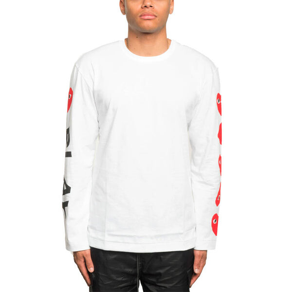 Футболка alternating hearts long-sleeve t-shirt 'white' Comme Des Garcons Play, белый — фото 3