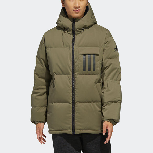 Пуховик adidas Rev 3st Down Ho Stay Warm Reversible Outdoor hooded down Jacket Khaki Brown, коричневый — фото 4
