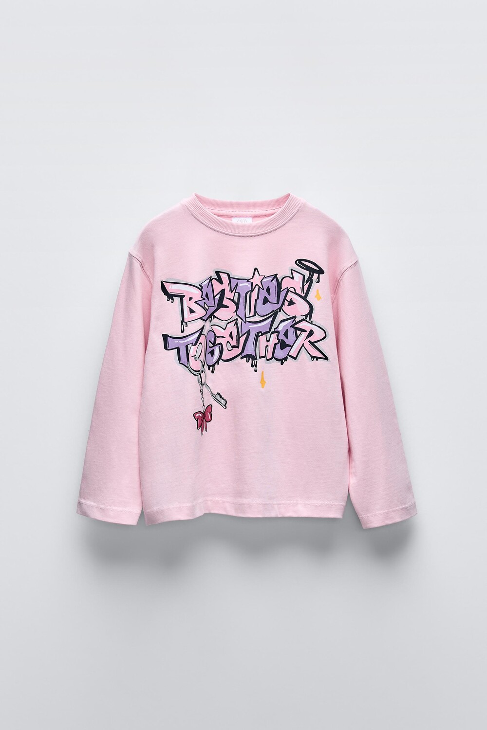 

Футболка с граффити ZARA, розовый