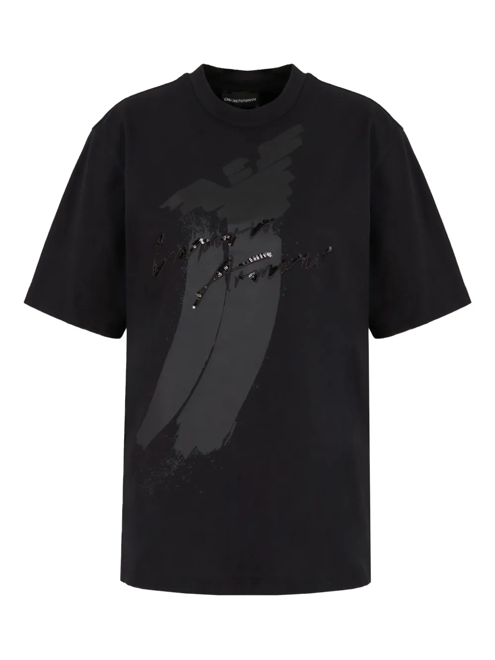 

Футболка с пайетками и логотипом EMPORIO ARMANI, черный