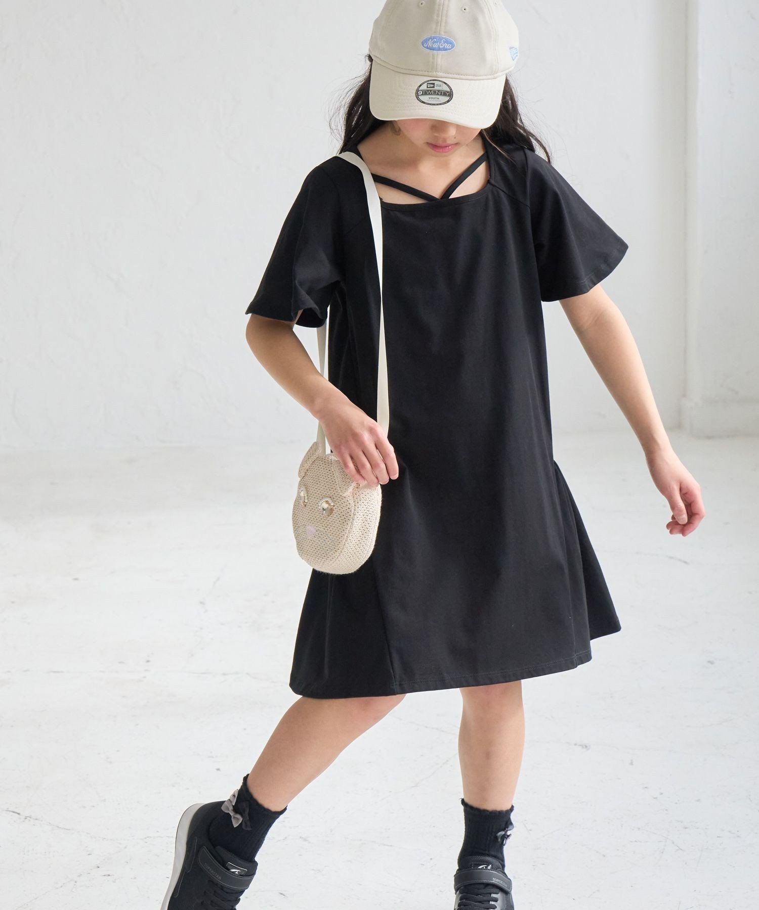 Дизайнерское платье с вырезом и пошивом горловины ROPE' PICNIC KIDS, Black (01) — фото 4
