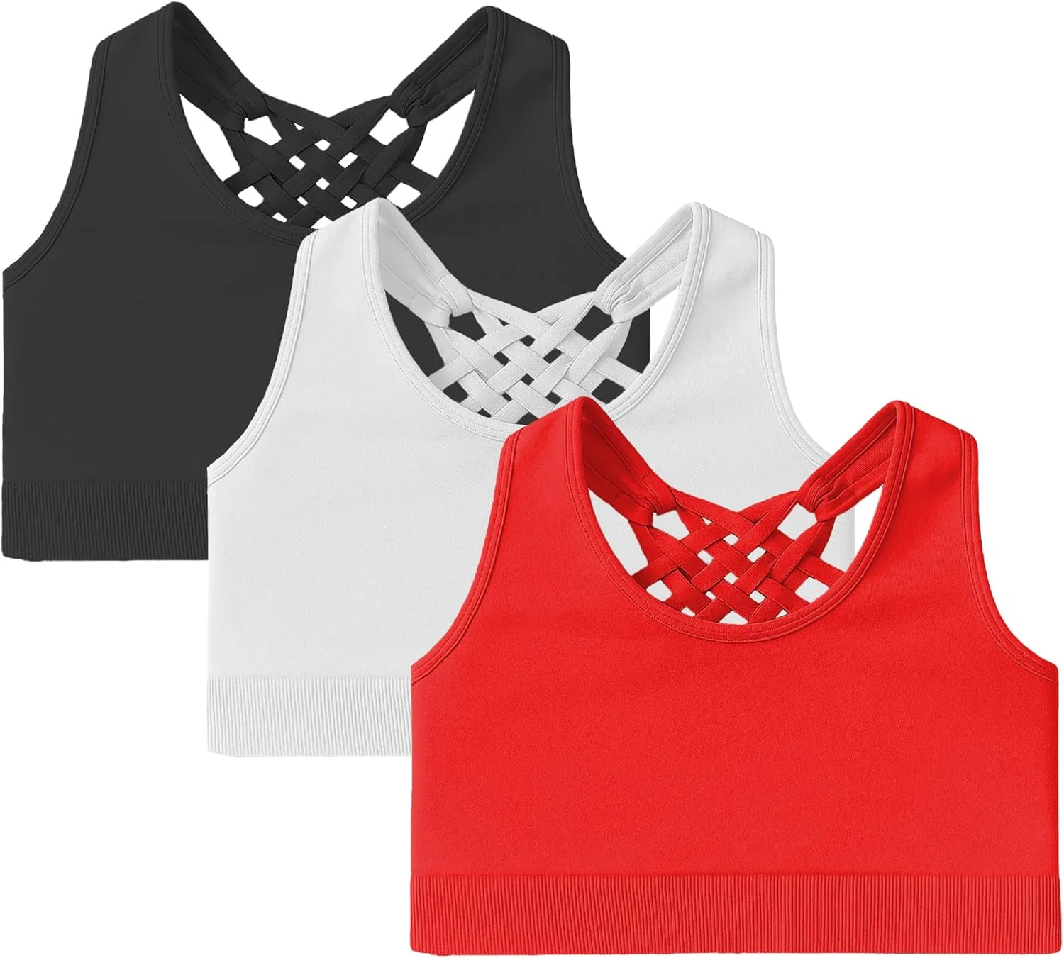Спортивный топ Kurve с открытой спиной, набор Black/White/Red