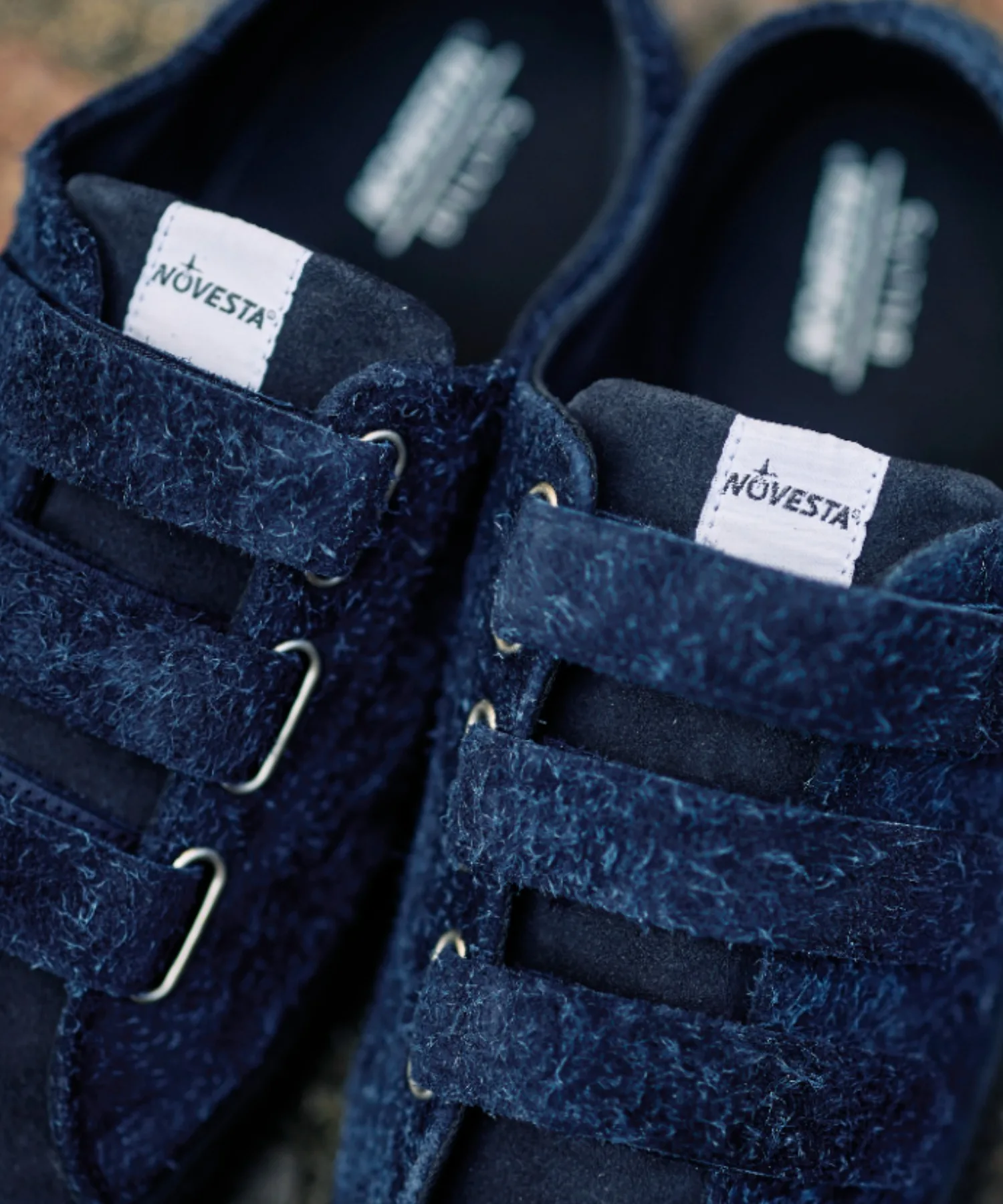 Кроссовки ручной работы из натуральной кожи STAR MASTER VELCRO HAIRY SUEDE NOVESTA синие — фото 4
