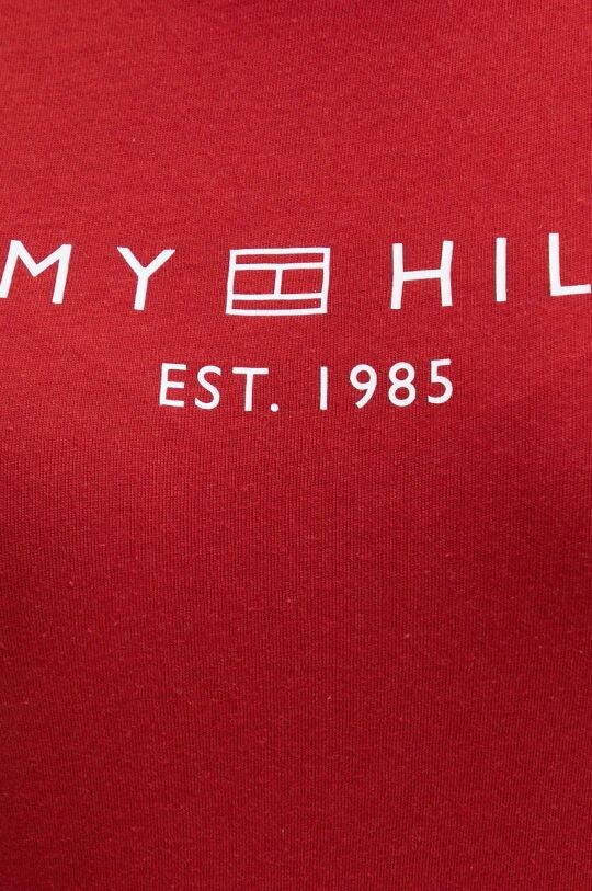 Хлопковая футболка Tommy Hilfiger, бордовый — фото 4
