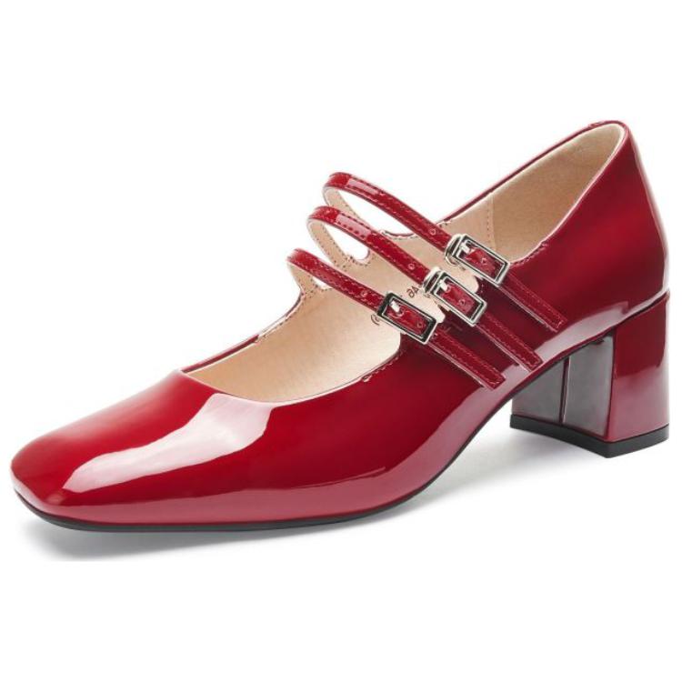 Туфли Мэри Джейн на массивном каблуке женские TOOMANYSHOES, красные — фото 2