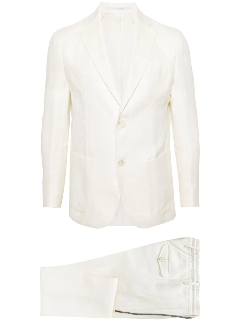 

Костюм с однобортным пиджаком из смесового льна Eleventy, белый