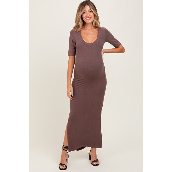 

Платье миди с коротким рукавом и разрезом по боку для беременных Pinkblush, Brown