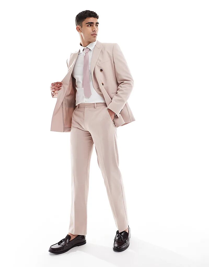

Прямые брюки ASOS DESIGN светло-розового цвета