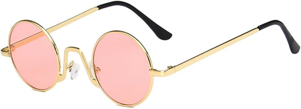 

Винтажные маленькие круглые солнцезащитные очки для мужчин, модные солнцезащитные очки UV400 для женщин, ретро-панк, металлические черные солнцезащитные очки TKKTLLT, Gold-pink