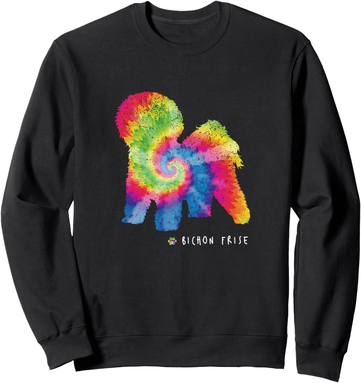

Толстовка с принтом Любитель бишон фризе, милый щенок, порода собак, хиппи, в стиле тай-дай Hippie Trippy Tie-Dye Bichon Frise Dog Owner, черный